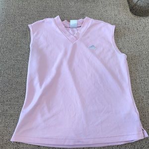 Pink v-crossed neck adidas light pink tank top.